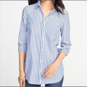 Old Navy Blue and White Striped Tunic Shirt